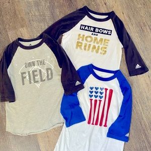 Girls Adidas softball shirts